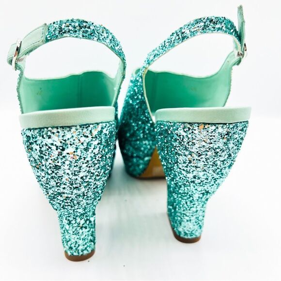 NWT 3.1 Phillip Lim Salma Glitter Platform Leather Sandals in Mint Blue 9.5 39.5 - Picture 6 of 8